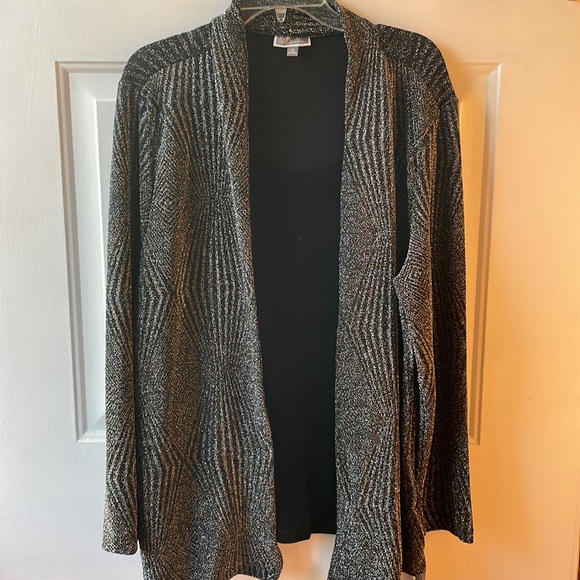 JM Collection Sweaters Nwts Xl Diamond Black Metallic Cardigan